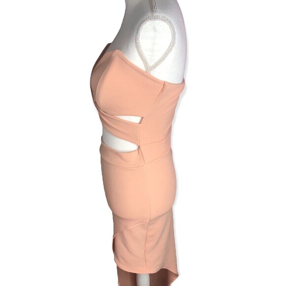 Boutique Textured Strapless Asymmetrical Bodycon Dress - L - Picture 4 of 8